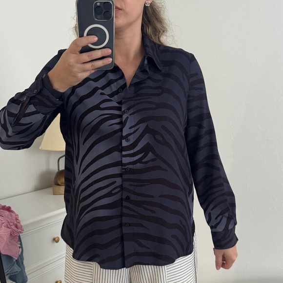 Mango Black Zebra Print Blouse - Picture 1 of 3